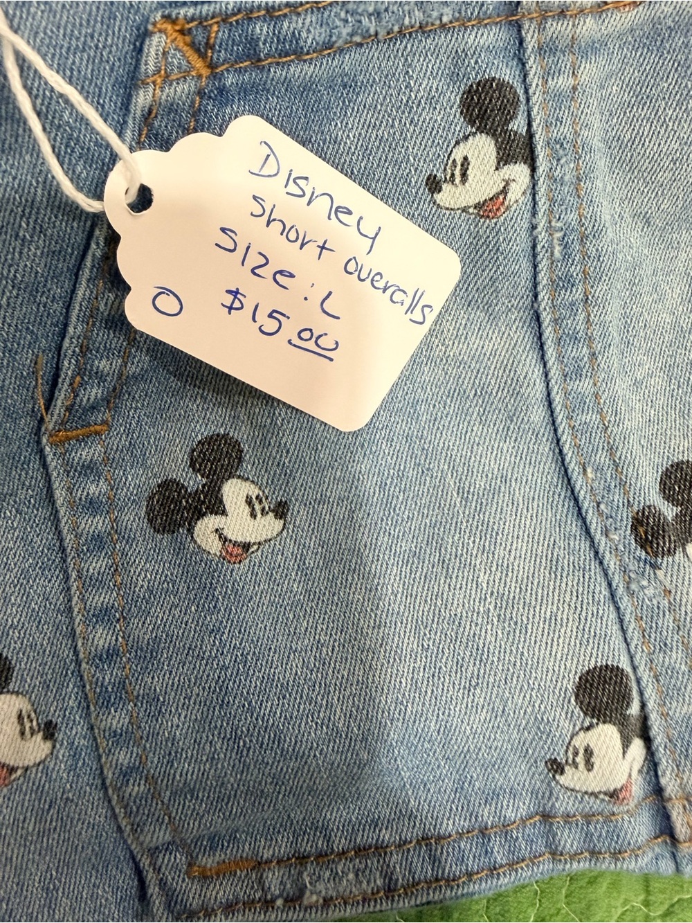 Disney Light Blue Denim Mickey Mouse Short Overalls - Picture 4 of 4